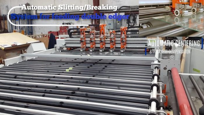 AUTOMATIC SLITTING BREAKING SYSTEM FOR FEEDING DOUBLE EDGER